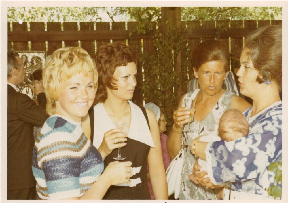 Eva & her sister Ann at a garden gathering